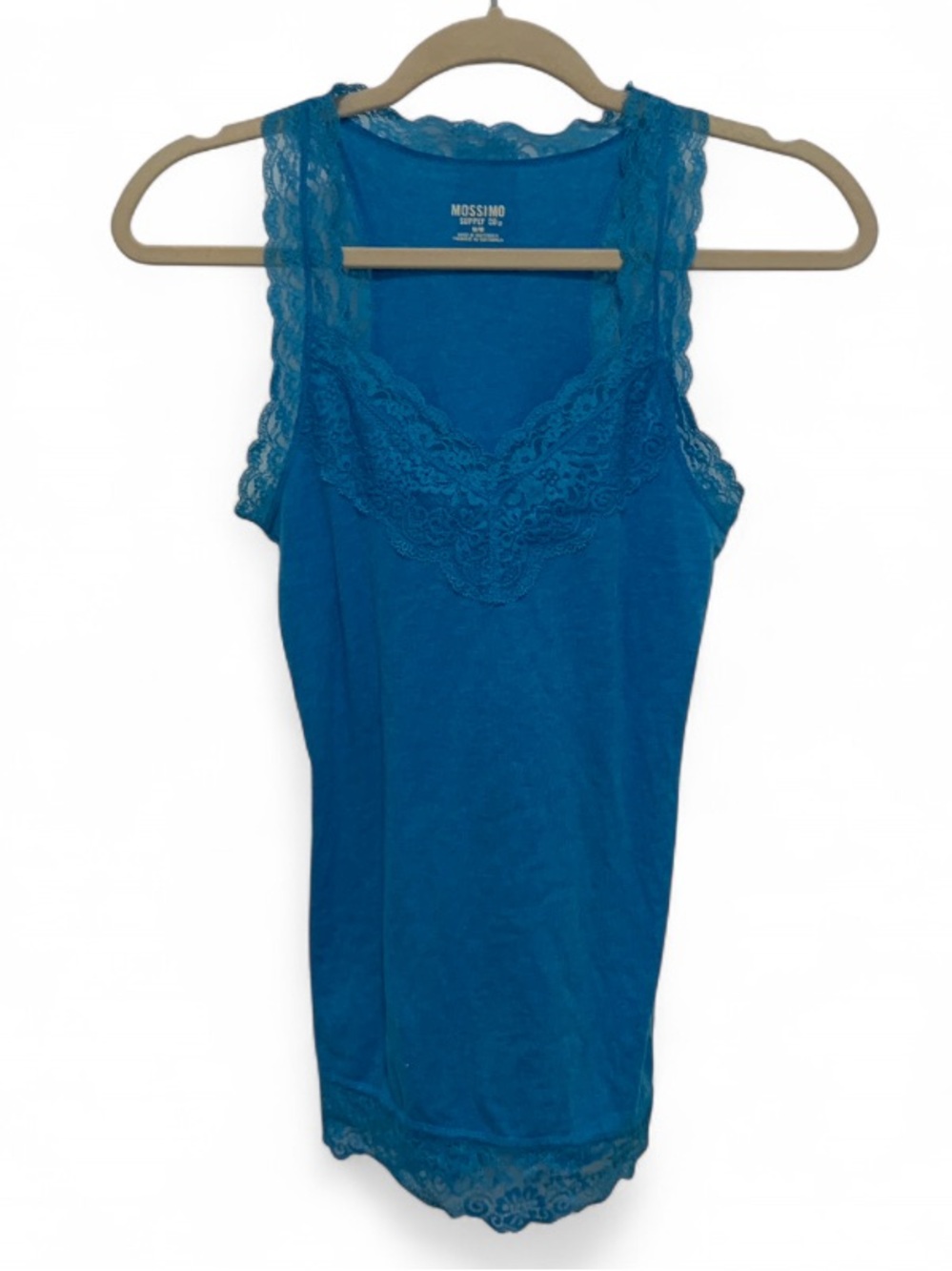 Y2K Mossimo Supply Co. Teal Blue Lace-Trim Tank stop
